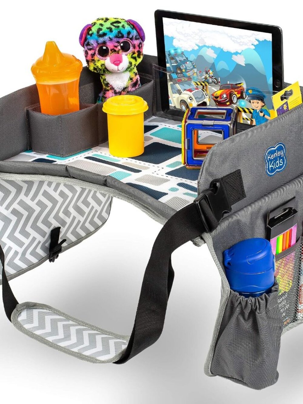 Travel Tray, Toddler Car Seat Lap Tray, Road Trip Essentials Activity Table Blue